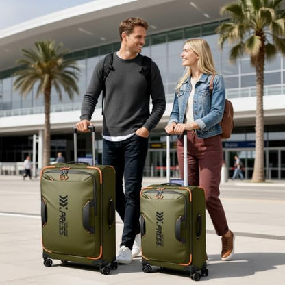2-Piece Set(22/30in) Softside Luggage Sets w/Spinner Wheels - color: Green, size: 2-Piece Set (22"/30'')