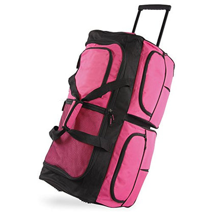 Pacific Coast Unisex 30' Large Rolling Duffel Bag, Pink,One Size - color: Pink