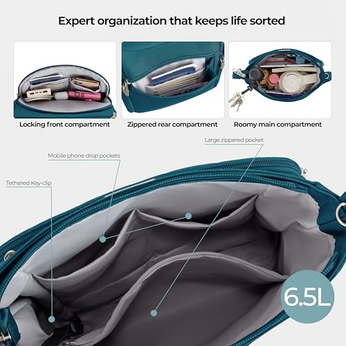 Travelon Anti-Theft Classic North/South Crossbody Bag - color: Teal