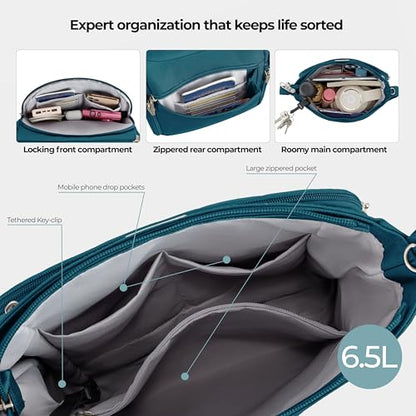 Travelon Anti-Theft Classic North/South Crossbody Bag - color: Teal