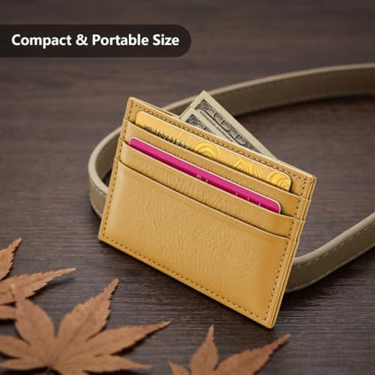 M-Plateau Super Slim Genuine Leather Credit Card Wallet - color: Yellow