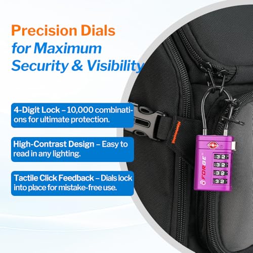 Forge Open Alert TSA Approved Luggage Locks, Purple, 2 Pack Locks - color: Purple 2 PK