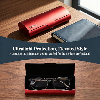 Philley Aluminum Ultra-Light Eyeglasses Slim Reading Glasses Case - color: Red