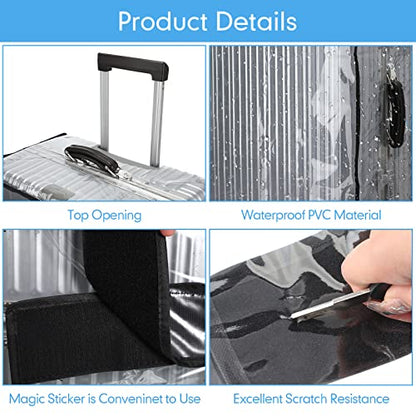 Sadnyy 3 Pieces Clear Luggage Cover PVC Suitcase Luggage Protector for 20" 24" 28" Luggage Waterproof Cover - color: Black Border, style: Regular Style