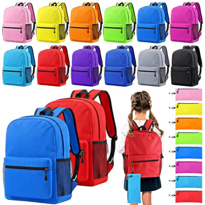 Silkfly 12 Pcs School Backpacks with 12 Pencil Pouch - color: Bright Color