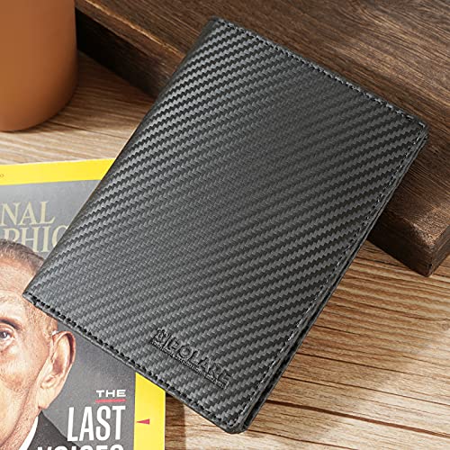 Polare Slim RFID Blocking Leather Passport Holder Travel Bifold Wallet For Men (Carbon Black) - color: Carbon Black