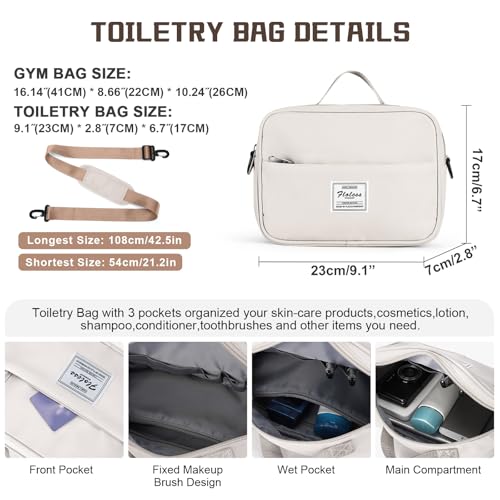 Travel Duffel Bag with Shoes Compartment,Weekender Bags for Women Travel - color: Beige & Brown, size: Extra Large