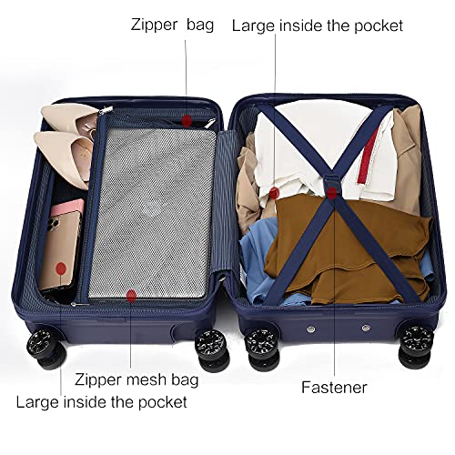 MKF Collection Polycarbonate Large Luggage Travel bags, TSA-approved lock Lightweight Suitcases with wheels - color: Tulum Silver