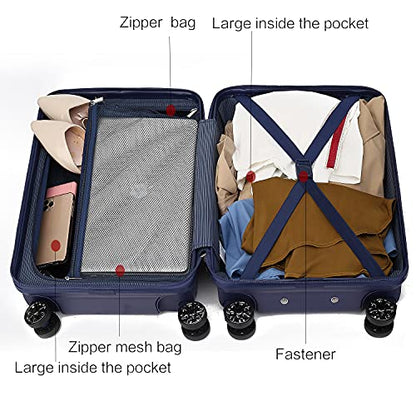 MKF Collection Polycarbonate Large Luggage Travel bags, TSA-approved lock Lightweight Suitcases with wheels - color: Tulum Black