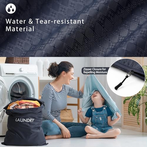 WiseBoy 2 Pack Laundry Bags, Travel Laundry Bag for Dirty Clothes, Zippered - color: Navy Blue/Pink
