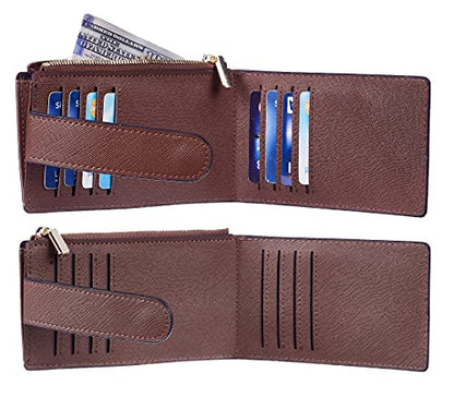 Chelmon Women's RFID Slim Card Holder Wallet - color: Deep Brown