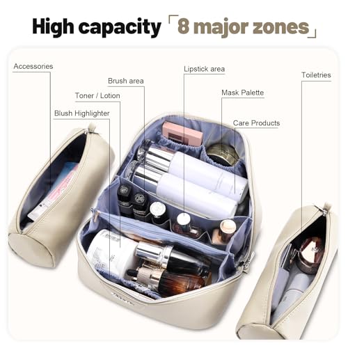 BOYATU Travel Makeup Bag Cosmetic Bags for Women: 3 Pcs Set Make up Bag - color: L27Off-white
