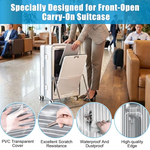 Yotako Clear Luggage Cover Protector with Front Pocket Zipper 24 Inch - color: 80%clear 20%grey, size: 24inch