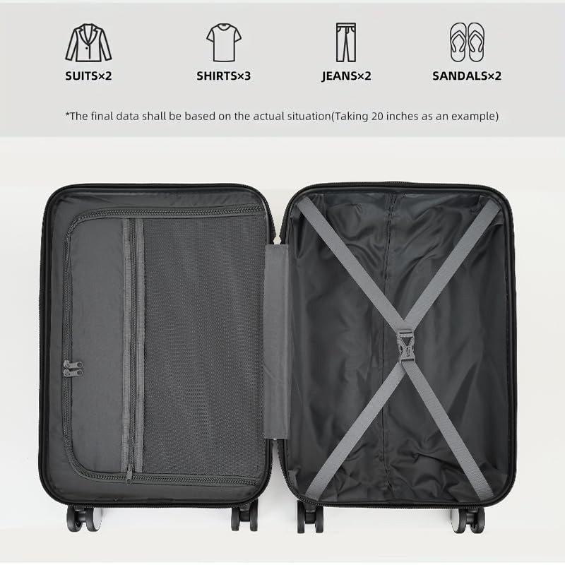 LARVENDER Luggage Sets 6 Piece Expandable Suitcases with Wheels, Black - color: Classic Black ABS, size: 6 Piece Set