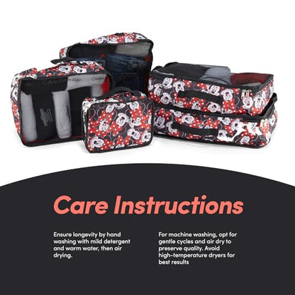 Disney Packing Cubes for Travel – 5 Piece Compression Set, Mickey Minnie Stitch Pooh Luggage Organizer Bags - color: Red