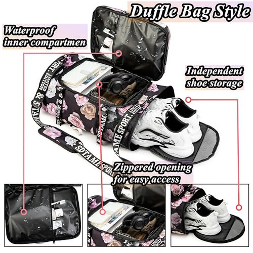 Gym Duffle Bag Backpack,4‑Way Waterproof with Shoe Compartment Travel Laptop - color: Red