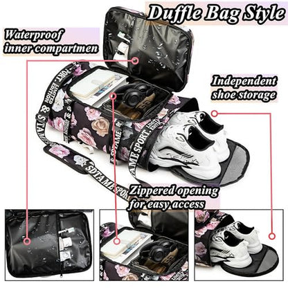 Gym Duffle Bag Backpack,4‑Way Waterproof with Shoe Compartment Travel Laptop - color: Red
