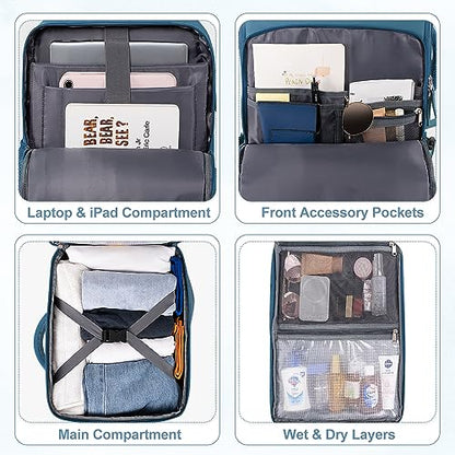 Sinaliy Travel Backpack for Men Women, Airline Approved Personal Item Bag - color: Deep Blue, size: Large
