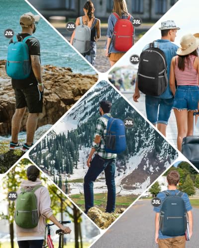 Gonex Packable Daypack Backpack 20L Lightweight Foldable Travel Bag - color: Dark Green