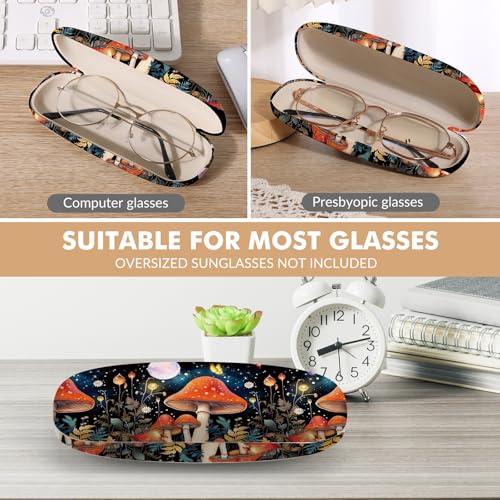 Glasses Case Hard Shell,Portable Protective Eyeglasses Case, Eyeglass Holder Box with Cleaning Cloth,for Women Men - color: Mushroom 1