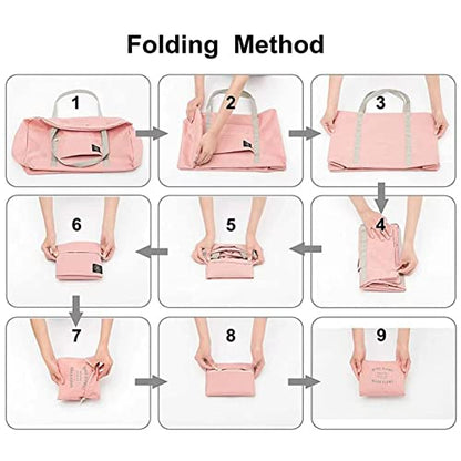 Foldable Travel Duffel Bag (2 Pack), For Spirit Airlines, Weekender Overnight Bag, Tote Carry on Luggage Sport Duffle Weekender Overnight for Women and Girls (Pink Blue) - color: 2Pack -Pink Blue