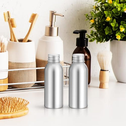 DECHOUS Refillable Aluminum Bottles Set 3-pack Empty Perfume Bottle Containers for Essential Oils Lotion Shampoo and Travel Storage Portable Mist Spray Design 4.37 X 1.41 X 1.57 in