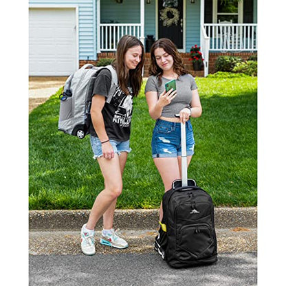 High Sierra Powerglide Pro Wheeled Daypack Backpack with 360 Degree Reflectivity, Telescoping Handle, Dual Side Pockets, and Laptop Sleeve, Fits Most 15.6" Laptops, 40L, Silver Heather - color: Silver Heather