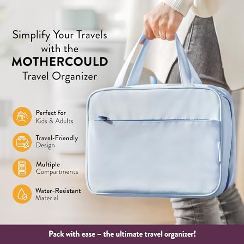 Mothercould Large Kids Travel Organizer, Hanging Bag With Hook, Blue - color: Blue, size: Large