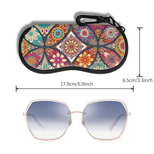 Hion Sunglasses Soft Case Ultra Light Neoprene Zipper Eyeglass Case With Belt Clip - color: 2b-rosette