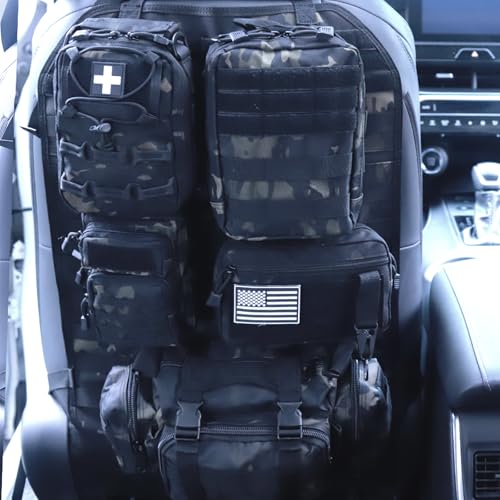 Universal Tactical Car Seat Back Organizer Bag Tactical Molle Vehicle Organizers Panel Vehicle Protector Organizers with 5 Detachable Pouches for Car (Upgraded B BCA) - color: Upgraded B BCA