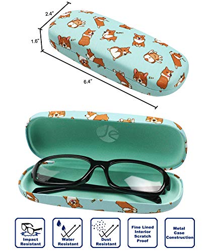 JAVOedge [4 PACK / 3 PACK], Printed Pattern Durable Hard Clamshell Eyeglass Case with Bonus Microfiber Cloth - color: Dog - Style a, size: 3 PACK