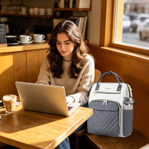 VANKEAN 17.3 Inch Laptop Backpack for Women Large Capacity - color: Beige-grey, size: 17.3 Inch