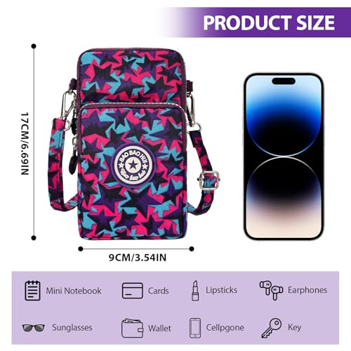 Mini Crossbody Sling Bag, Cell Phone Purse, Travel Pouch Shoulder Bag with Adjustable Strap, Lightweight Organizer Pouch - color: Red Blue
