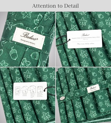 Balios Folding Umbrella Real Wood Handle Auto Open Close - color: Maple Leaves Dark Green