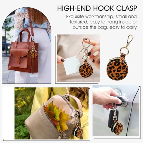 Portable Ring Keychain Holder - Brown leopard print Jewelry Holder - color: Brown leopard print