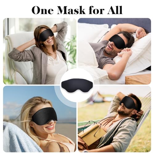 Fygrip 3D Eye Mask Sleep Mask for Men & Women, Black - color: Black