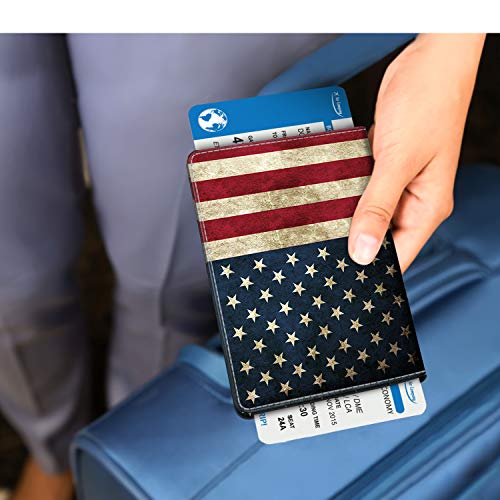 FINTIE Passport Holder, Slim Travel Wallet RFID Blocking Card Case Cover - color: US Flag