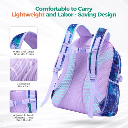 Choco Mocha Butterfly Backpack Set Kids Backpacks for Girls, Girls Backpack with Lunch Box & Water Bottle, Elementary School Bookbag Age 6-8 17 Inch, Purple - color: Butterfly Purple