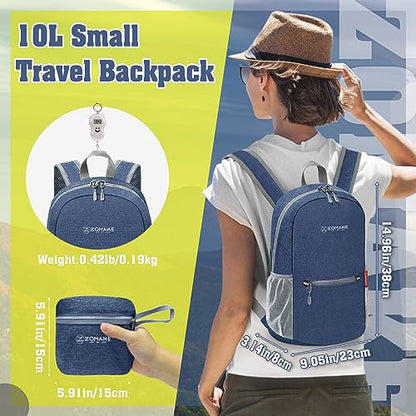 ZOMAKE Lightweight Packable Backpack, 10L Small Foldable Daypack for Hiking - color: Navy Blue A5, size: 10L