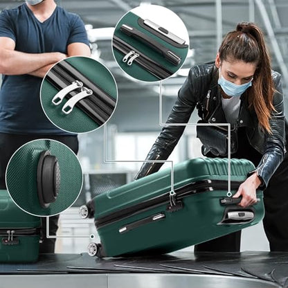 Karl home Luggage Set of 3 Hardside Suitcase Sets - Dark Green (20/24/28) - color: Dark Green, size: 3 Piece Set
