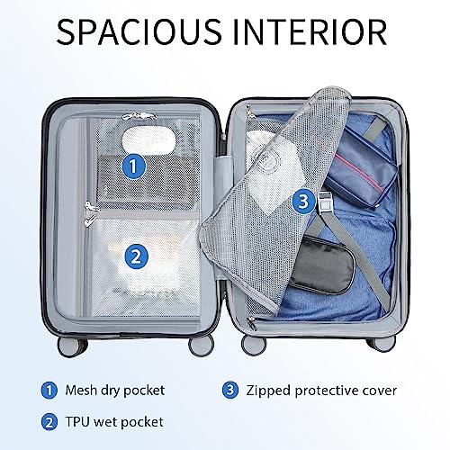 KROSER Carry On Luggage Suitcase Rolling Luggage, Carry-On 20-Inch, White - color: White