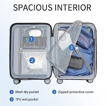 KROSER Carry On Luggage Suitcase Rolling Luggage, Carry-On 20-Inch, White - color: White