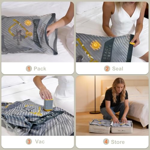 25-Pack Vacuum Bags for Travel with Wireless Rechargeable Pump | Carry-on Size Compression Packing Bags for Luggage & Suitcase, Space Saver for Clothes & Home Seasonal Storage, 3S Vacuum - size: 25 combo set