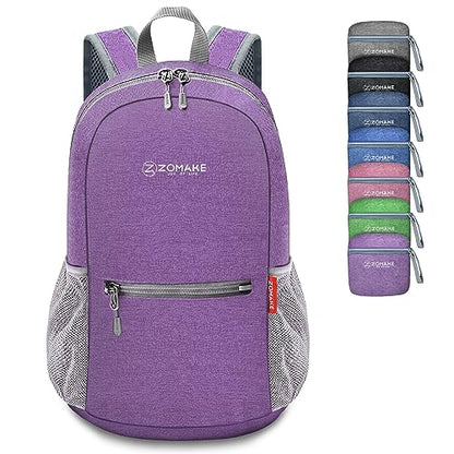 ZOMAKE Lightweight Packable Backpack, 10L Small Foldable Daypack for Hiking - color: Light Purple A5, size: 10L