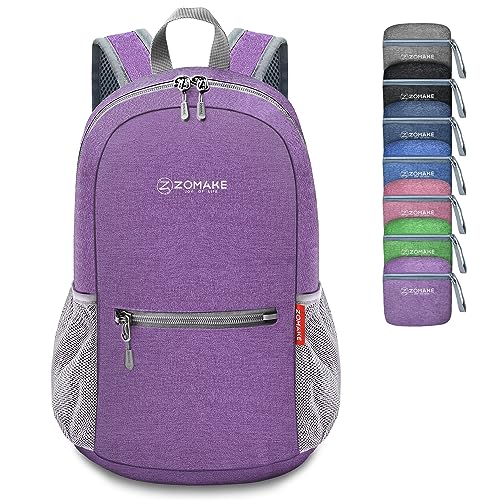 ZOMAKE Lightweight Packable Backpack, 10L Small Foldable Daypack for Hiking - color: Light Purple A5, size: 10L