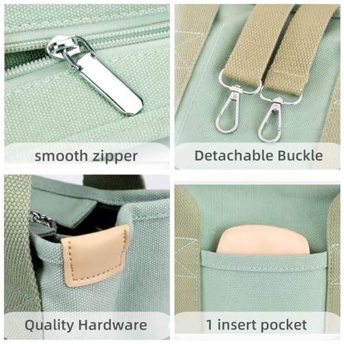 Small Tote Bag with Zipper, 2024 Canvas Multi-Pocket Crossbody Bag Shoulder Bag Satchel Hobo Bag Messenger Bag - color: Brown, size: Large
