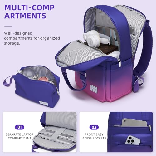 LARVENDER Carry on Luggage Sets 3 Piece, 20 Inch Suitcases, Midnight Berry - color: Midnight Berry-20BP, size: 3 Piece Set (Backpack/TB/20)