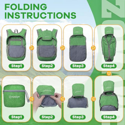 ZOMAKE Lightweight Packable Backpack, 10L Small Foldable Daypack for Hiking - color: Dark Green A1, size: 10L