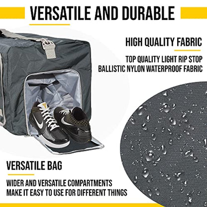 LEGEND 40L Foldable Duffle Bag With Shoe Compartment - Dark Gray - color: Dark Gray, size: 40L