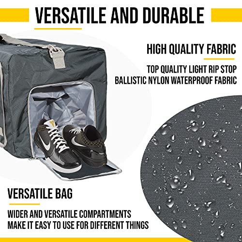 LEGEND 80L Foldable Duffle Bag With Shoe Compartment - Dark Gray - color: Dark Gray, size: 80L